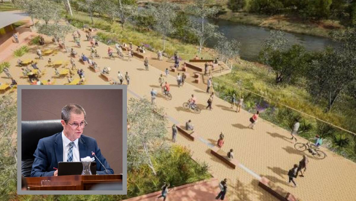 Dubbo mayor Mathew Dickerson (inset) is confident the Macquarie River boardwalk will be a big addition to the CBD. Picture: Belinda Soole 