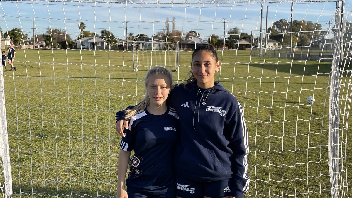 Dubbo footballers Haylee-Anne Mooney and Miley Shipp both got the chances to be ball kids at the FIFA Women's World Cup. Picture by Tom Barber