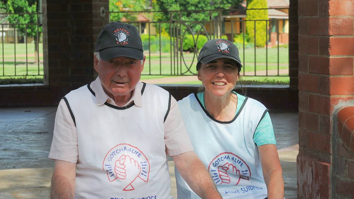 RESILIENT: Angela Hill (right) with her father David Miller following her walk from Sydney to Dubbo. Picture: TOM BARBER