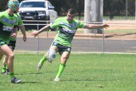 Narromine playmaker Doug Potter, pictured playing for Castlereagh earlier this year, scored a hat-trick for the Jets. Picture by Amy McIntyre