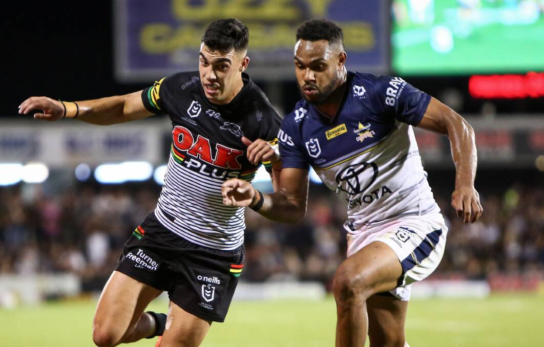 EYE ON THE BALL: Charlie Staines is not worried about a future move to fullback admitting he is happy on the wing. Photo: NRL IMAGERY