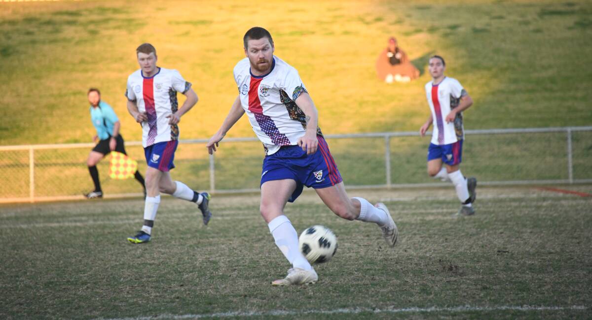 Dave Ferguson found the back of the net in Orana Spurs' 4-2 win over Dubbo Bulls. Picture: Amy McIntyre