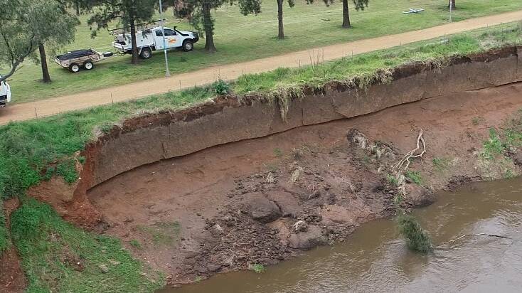 There has been parts of the Macquarie River eroded on Friday. Picture: Supplied
