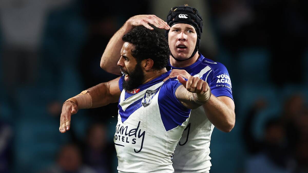 Matt Burton will join his Canterbury-Bankstown Bulldogs teammate Josh Addo-Carr (left) in the Prime Minister's 13 side this weekend. Picture by Matt King/Getty Images