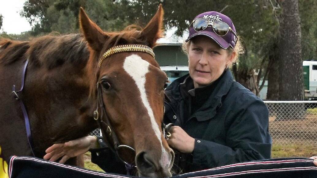 WINNER: Connie Greig pictured with another horse from her stable, won at Coonamble on Sunday. Photo: JENNY KINGHAM