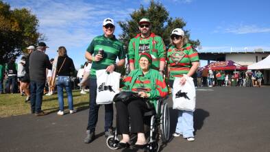 FOOTY FANS: Jonathon King, Brent Milgate, Carol Stevenson and Kirsten Letcher at Apex Oval. Picture: AMY MCINTYRE