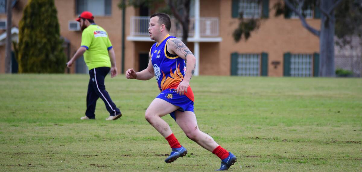 ON THE MOVE: Dubbo midfielder Joseph Hedger was one of the Demons only goal kicker's in Saturday's loss to Bathurst Giants. Photo: AMY MCINTYRE
