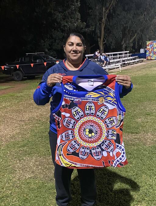 NEW LOOK: Trudy Sloane designed the Dubbo Demons' Indigenous jerseys for Sir Doug Nicholls round. Picture: TOM BARBER