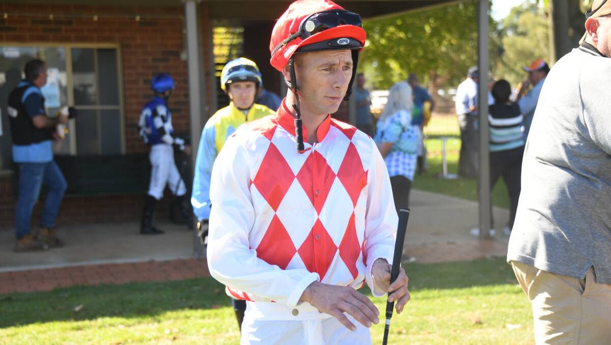 BACK AT IT: Kody Nestor returned to riding on Easter Sunday at Dubbo Turf Club. Picture: AMY MCINTYRE