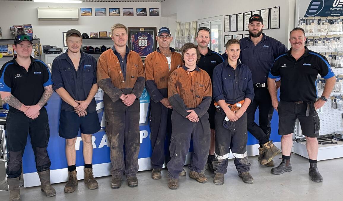 MO BROS: Halls Transport's Mitch Lappa, Connor McDonald, Nathan Bruce, Craig Palmer, Rugby Taylor, Wesley Bruce, Campbell Hall, James Bryon and Richard Hall. Picture: TOM BARBER