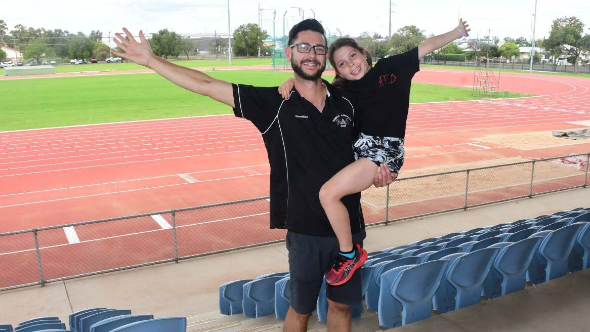 STOP: Dubbo Athletics Club president Steve Gamble and his daughter Mia will have to wait for the New Year's carnival. Picture: AMY MCINTYRE
