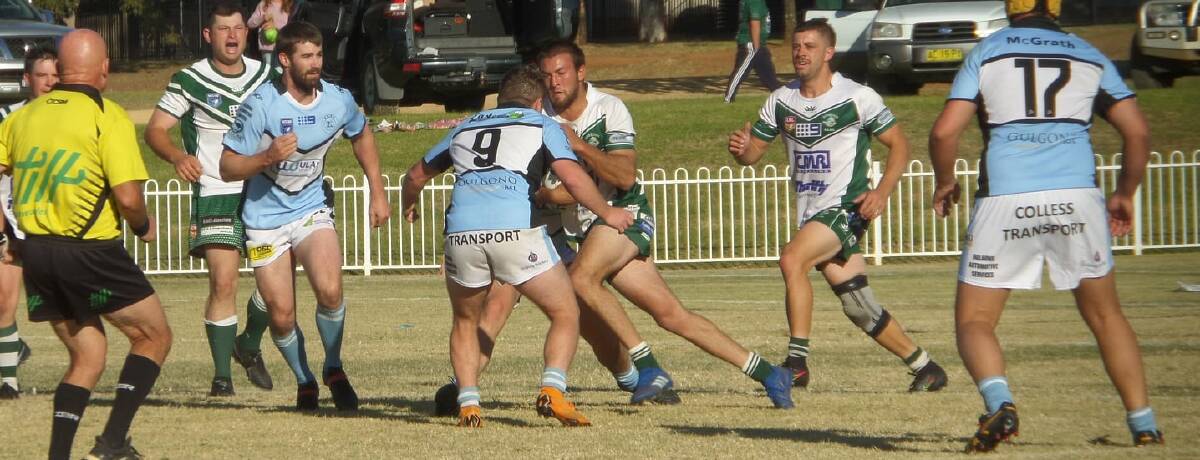 HIT UP: The Dunedoo Swans outplayed a previously undefeated Cobar Roosters side to continue their strong Castlereagh League start on Saturday. Photo: GULGONG TERRIERS FACEBOOK 