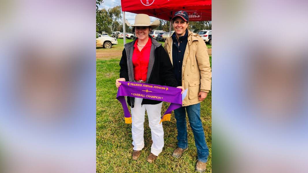 Claudia McConnaughty (left) won the overall champion at the Trangie Junior Judging Day. Picture: Supplied
