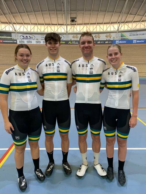 GREEN AND GOLD: Tyler Puzicha, Danny Barber, Dylan Eather and Haylee Fuller. Photo: CONTRIBUTED