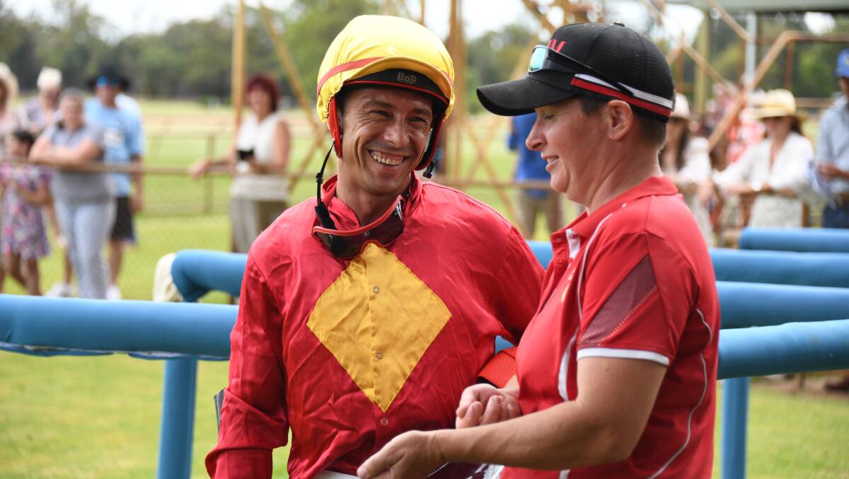 Serg Lisnyy (left) shares a laugh win Melissa Mulholland at Gilgandra. Picture by Amy McIntyre