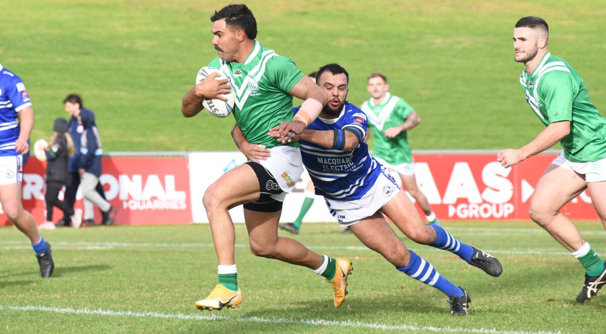 Alex Ronayne won't have to worry about trying to tackle Jeremy Thurston this weekend when the pair feature in the Bourke Warriors side for the Koori Knockout. Picture by Amy McIntyre