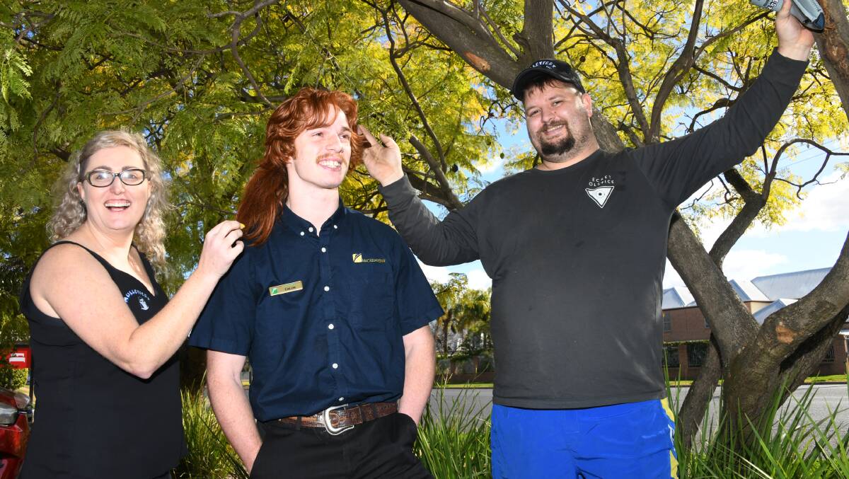 Laura Johnson, Calub Cook and Peter Whitney are all excited for Dubbo's first Mulletfest. Picture: Amy McIntyre