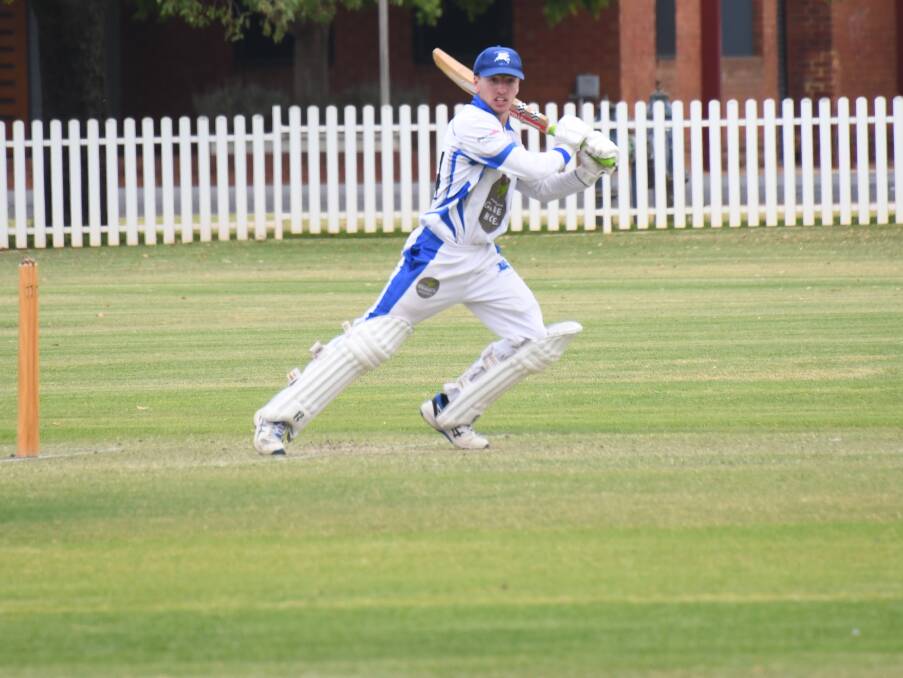 Macquarie's Tyson Deebank, pictured earlier this season, scored a century on Saturday. Picture by Amy McIntyre