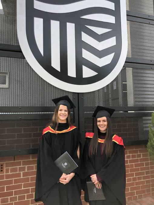 FINISHED: Marah Allman and Sarah Brown recently graduated from Charles Sturt University. Photo: CONTRIBUTED