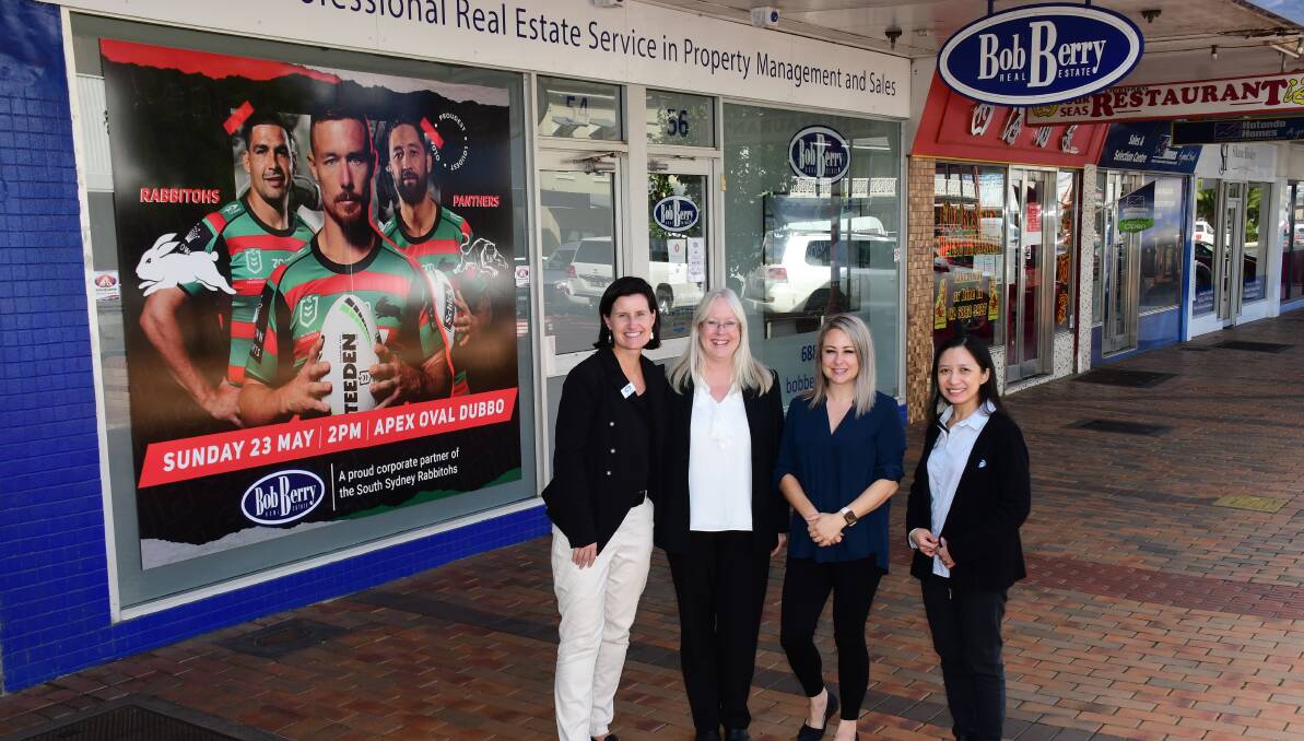 READY FOR THE RABBITS: Employees at Bob Berry Real Estate have embraced the NRL festivities ahead of the match between the South Sydney Rabbitohs and Penrith Panthers on May 23. Photo: AMY MCINTYRE