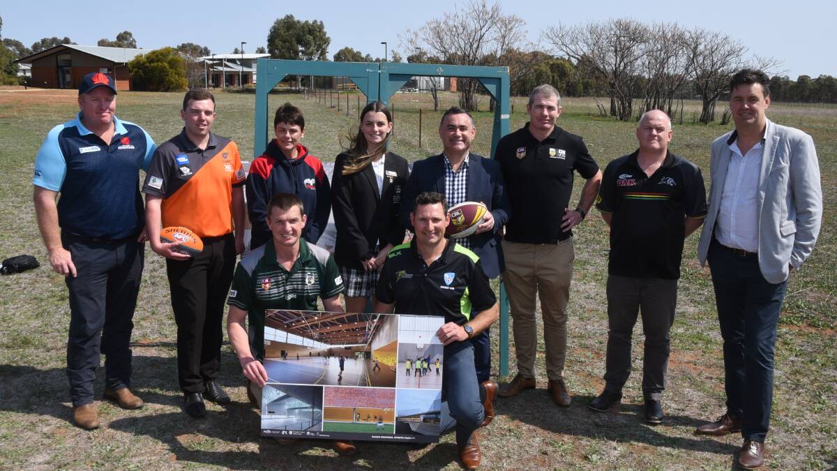 WAITING GAME: Angus McDonald (back left) was present at the Dubbo Sporting Hub launch back in 2018. He's spoken about why the facility is so important for Dubbo. Picture: BELINDA SOOLE