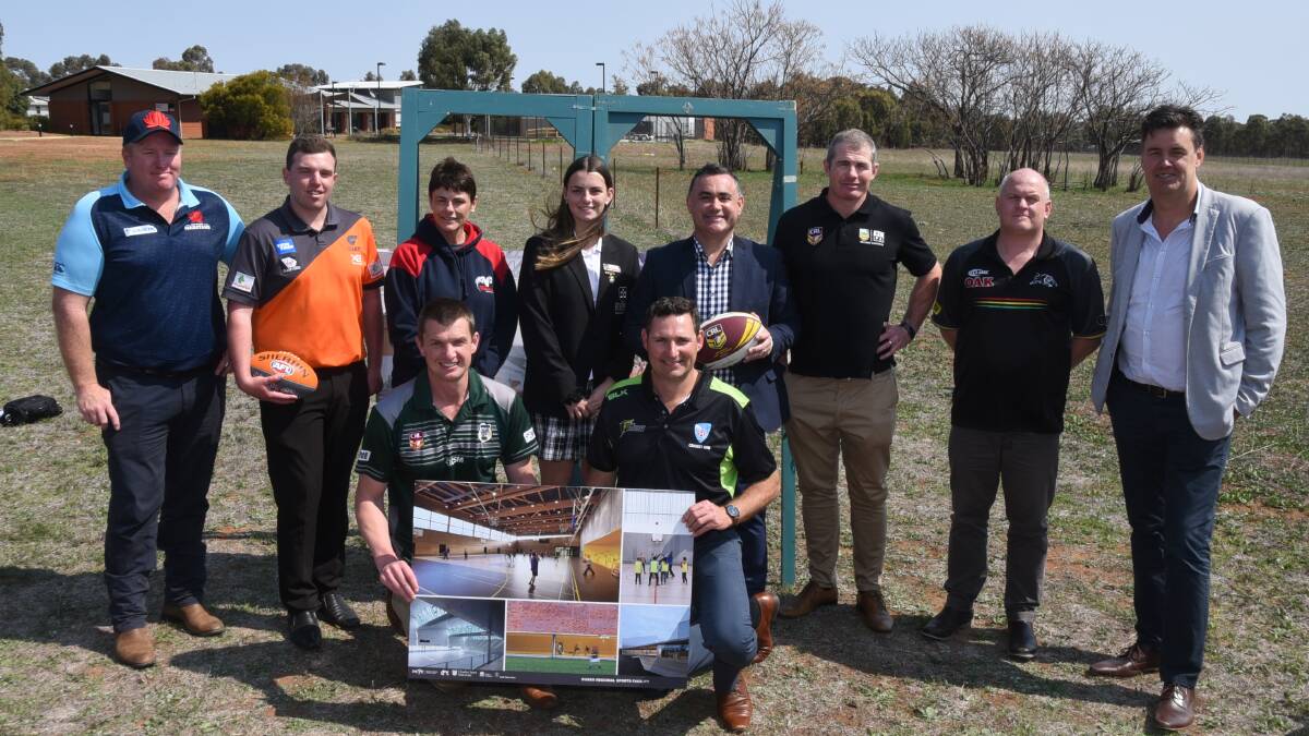 PROMISE: Members of the organisations involved with the Dubbo Sporting Hub at the launch of the precinct in 2018. Picture: BELINDA SOOLE