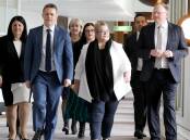 Federal Education Minister Jason Clare arriving at a press conference to address teacher shortages with state and territory education ministers. Picture: James Croucher