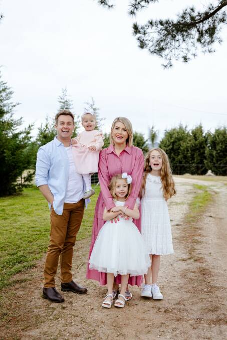 Grant and Chezzi Denyer with their three daughters, Sailor, Scout and Sunday, after a longer journey than first expected to complete their family of five. Picture supplied
