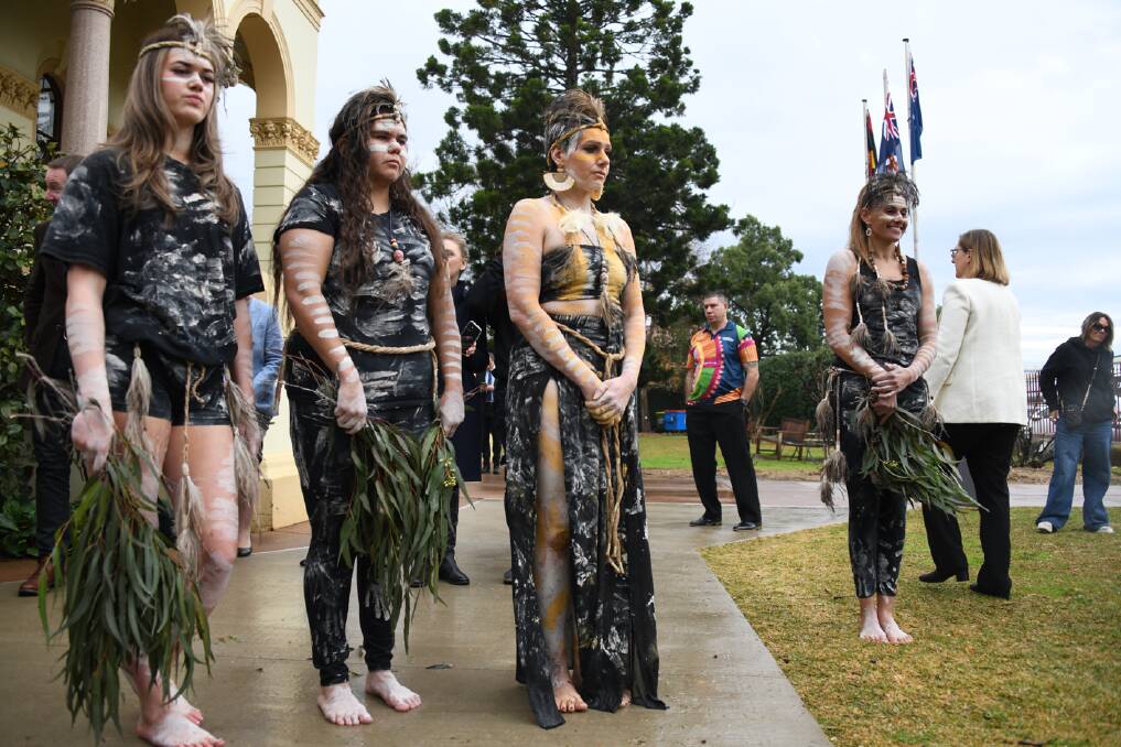 Indigenous dancers at the launch of the Koori Court in Dubbo in July. Picture by Amy McIntyre