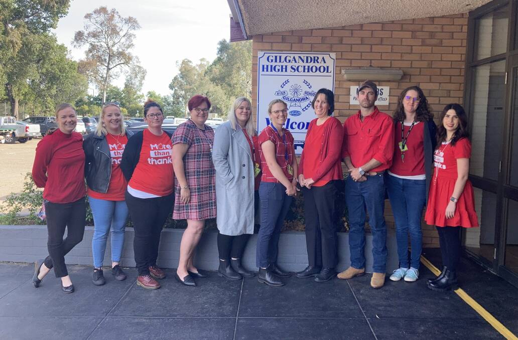 Gilgrandra High School staff were also in on the action, wearing red as part of the statewide day of action. Picture supplied