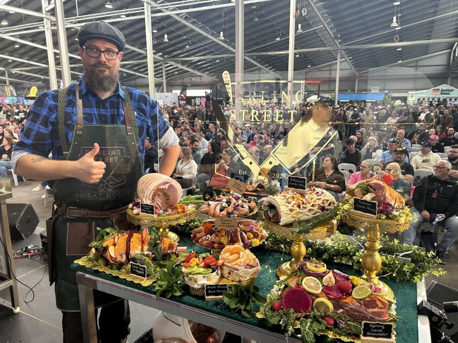 Nathan Gunter with his display prepared during Meatstock's 2024 Butcher Wars. Picture supplied