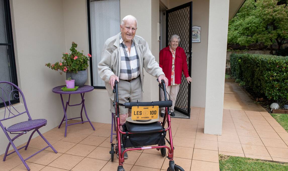 Les and Fay Brookfield at their home in Dubbo. At 94, Mr Brookfield has just completed his 100th parkrun. Picture by Belinda Soole