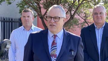 Western NSW local health district's Mark Spittal (centre) announcing the site of the rehabilitation facility in 2023. File picture.