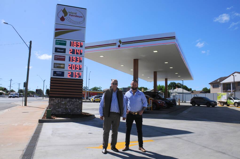 Paul and Drew McCallum at the new servo on the corner of Fitzroy and Cobra Streets. Picture by Allison Hore