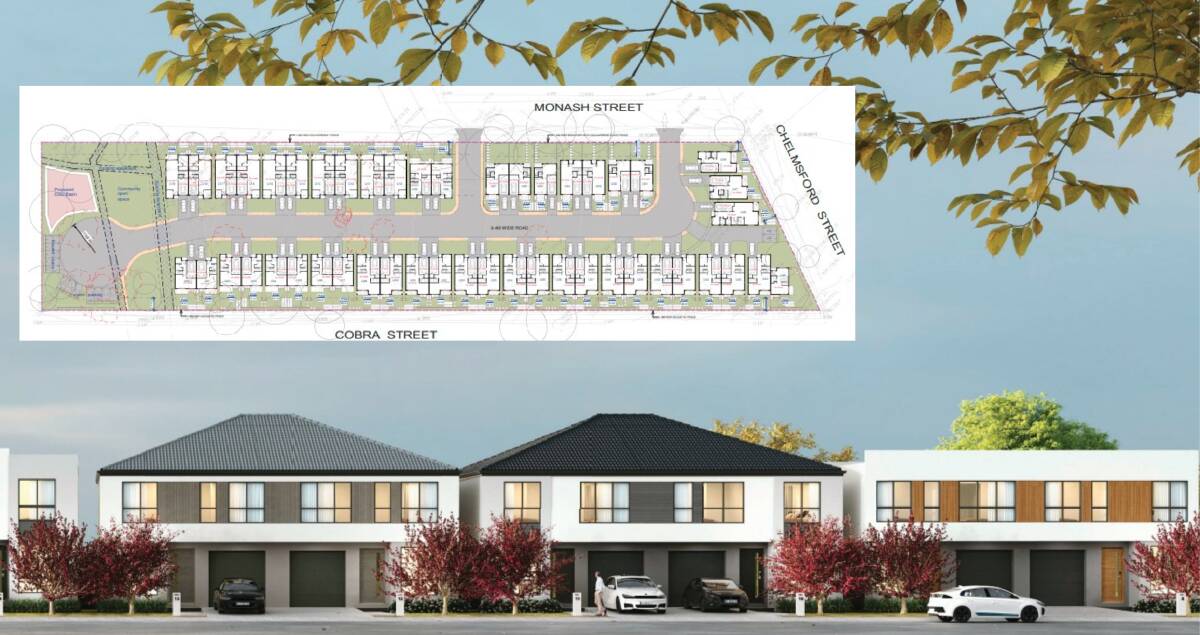 The former site of the Forestry Office could be developed intp 48 modern townhouses under a development application currently on public exhibition. Pictures via 