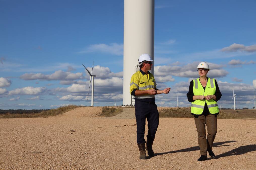 Penny Sharpe visits a wind farm project in the Central West Orana Renewable Energy Zone. Picture supplied