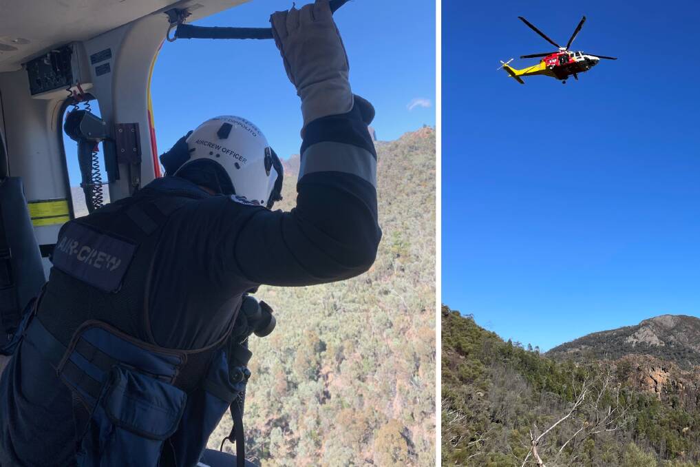 The Westpac Rescue Helicopter was called to help a man in his 30s who fell while climbing in the Warrumbungle National Park, west of Coonabarabran. Pictures supplied