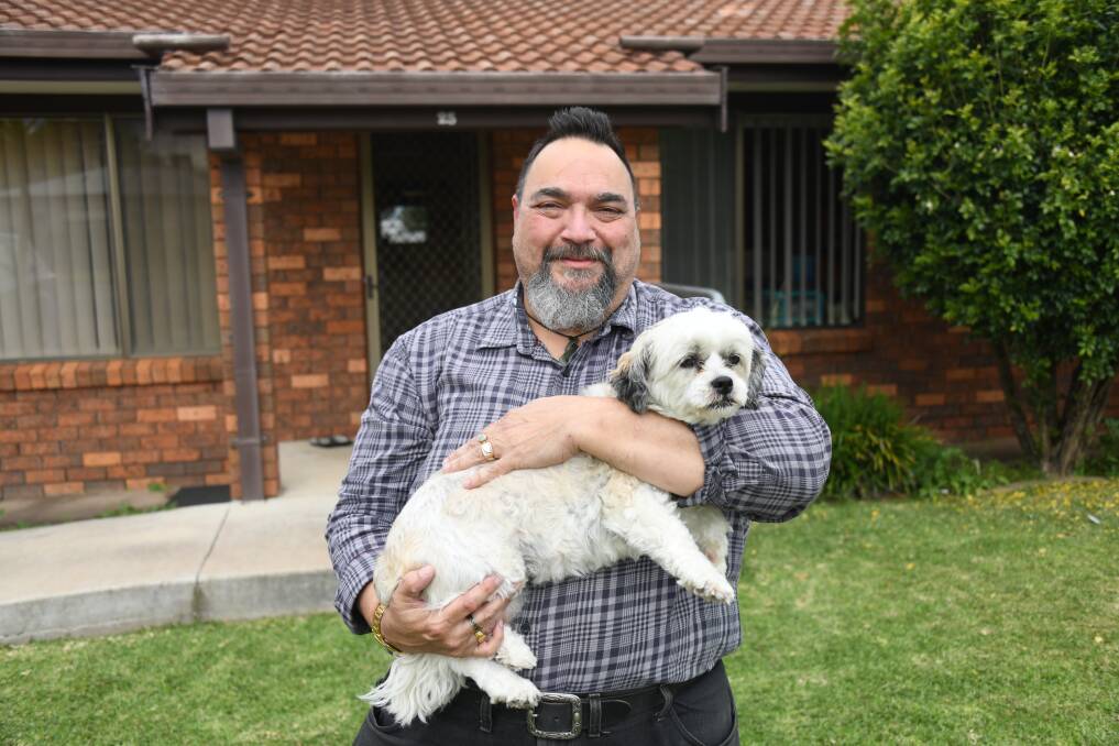 Michael Leftleg only recently moved to Dubbo and said finding a rental with his dog Roxy was almost impossible. Picture by Amy McIntyre