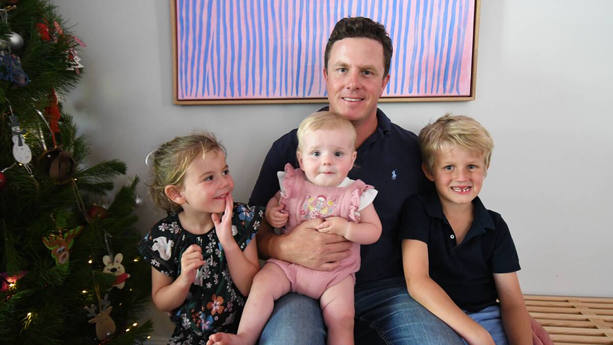 TORIE'S LOVES: Liam Finnane with children Elke, 4, Maisie, 1, and Ollie, 6. Mr Finnane this month launched a foundation in his wife's name. Photo CARLA FREEDMAN