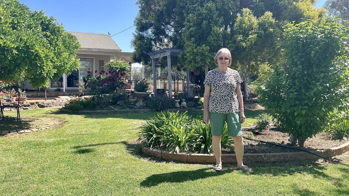 Multi-decade Eugowra resident, Lizzy Adams in her front yard on Friday, October 20. Picture by Emily Gobourg.
