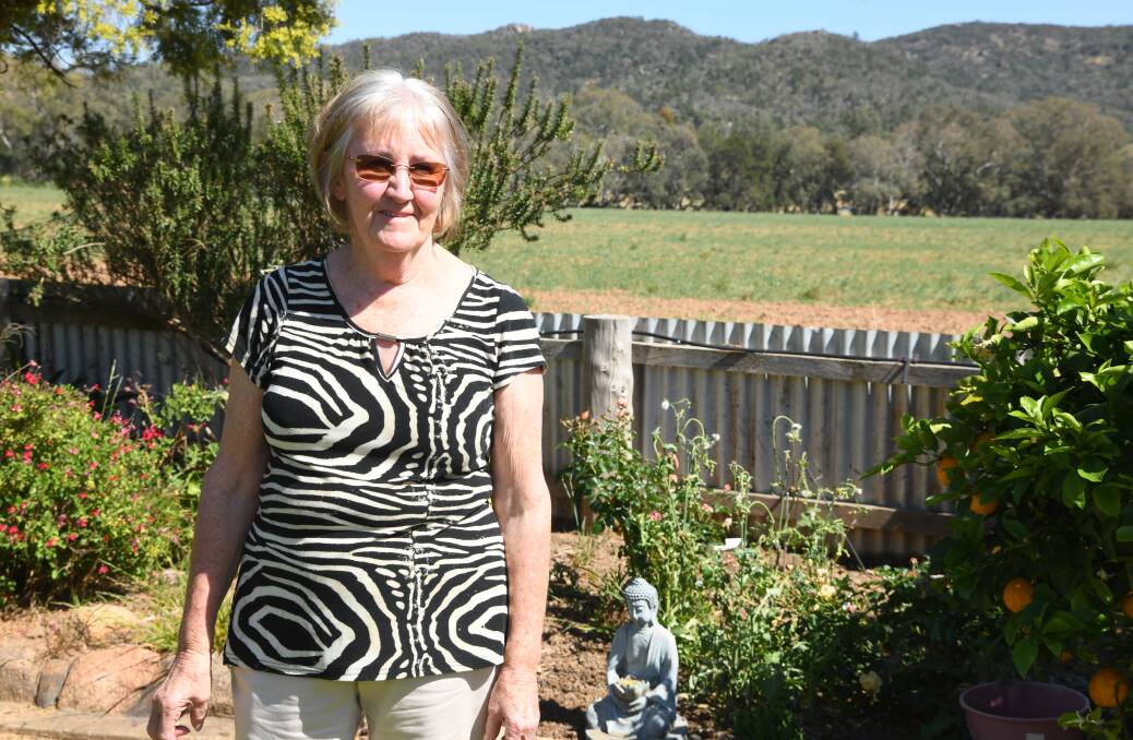 Multi-decade Eugowra resident, Lizzy Adams in her backyard on Tuesday, October 24. Picture by Jude Keogh.