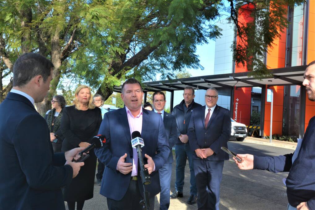 Dubbo MP Dugald Saunders at Dubbo Hospital on Monday, 20 June 2022 with regional health minister Bronnie Taylor and deputy premier Paul Toole to announce $149.5 million transport and accommodation support for remote town patients. Picture: Elizabeth Frias