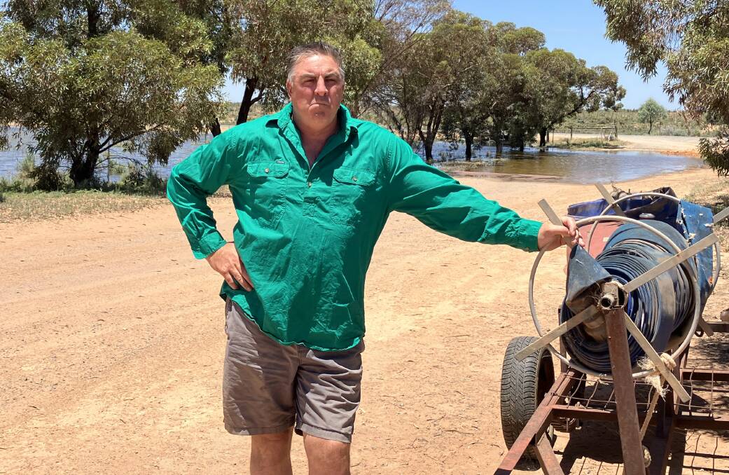 Menindee resident Graeme McCrabb pictured on Thursday, 05 January 2023 at the back of his 20-acre property along the Darling River where floodwater has flowed. Picture Supplied