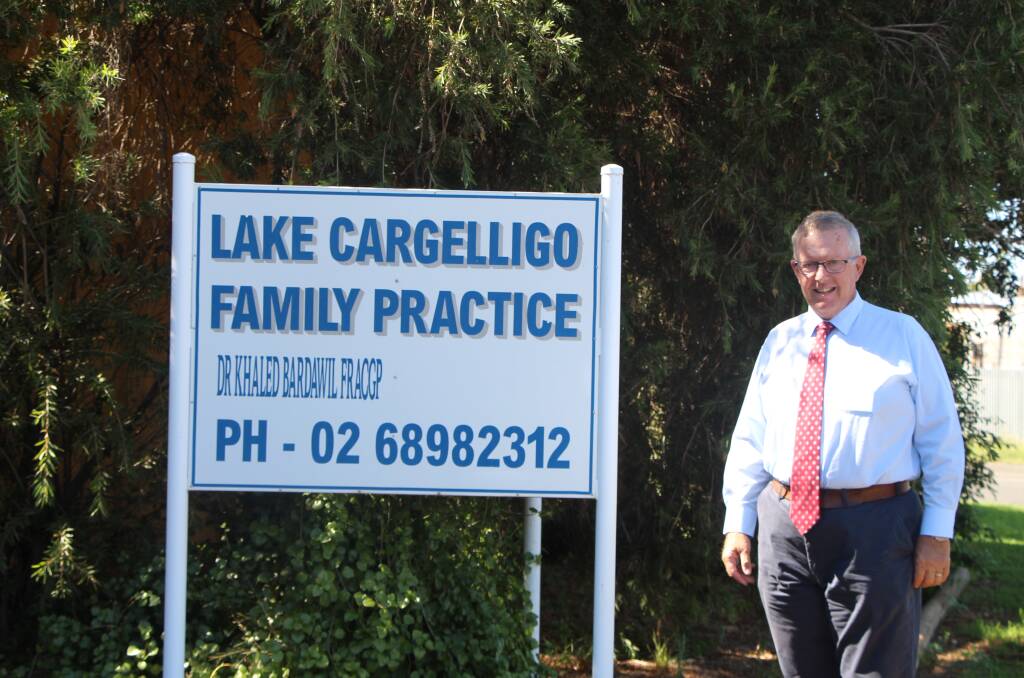 ATTRACTING YOUNG DOCTORS. Incumbent Parkes MP Mark Coulton on his visit to Lake Cargelligo in April. PICTURE: SUPPLIED