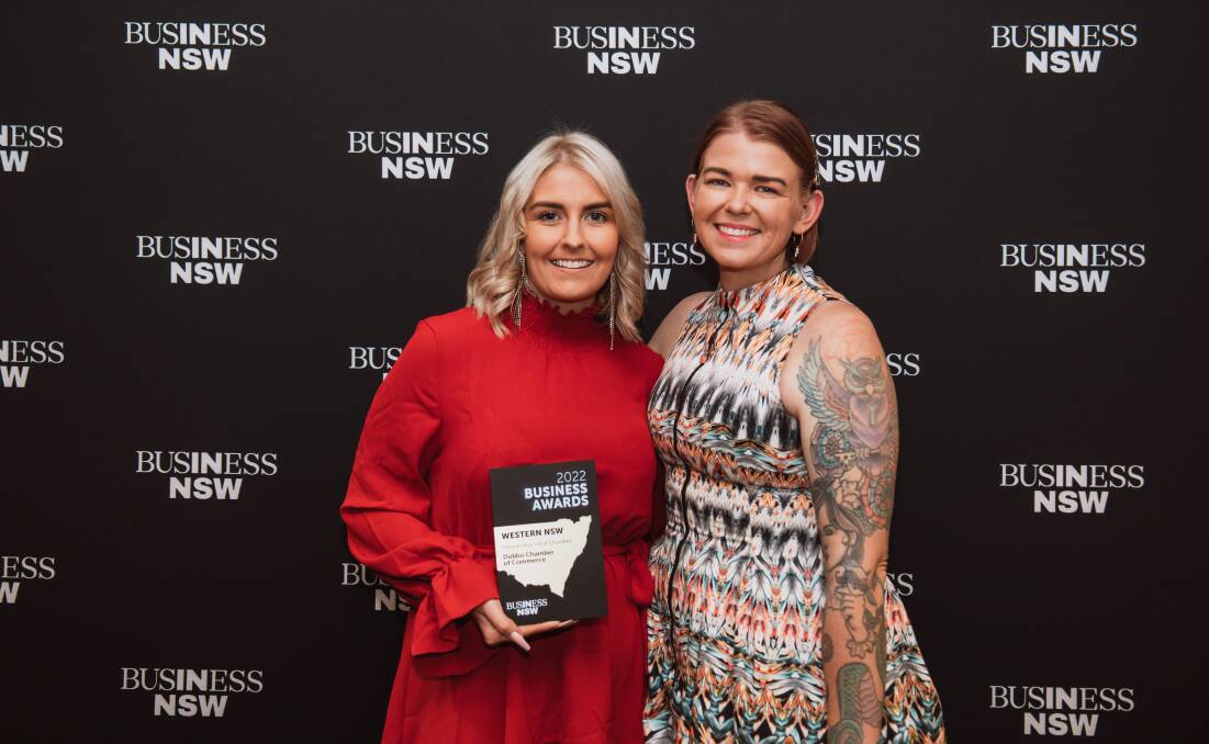 Dubbo Chamber of Business and Industry executive officer Brittany Sultana and chamber president Errin Williamson at the awards ceremony. Picture: Supplied