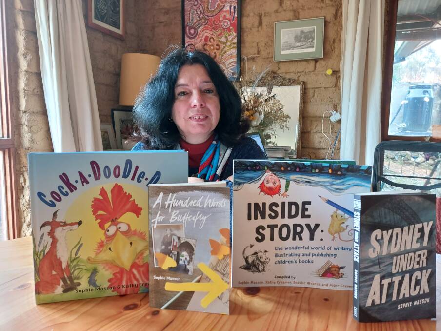 Award-winning author Sophie Masson with recent titles she will showcase at the Dubbo Writers Festival from 9 to 11 September 2022. Picture supplied