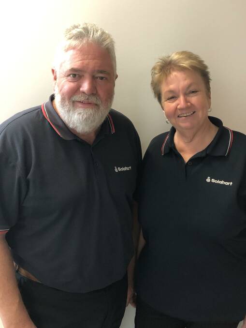 Brian and Carol Parker of Solahart Central West at their Dubbo office. Picture: Supplied