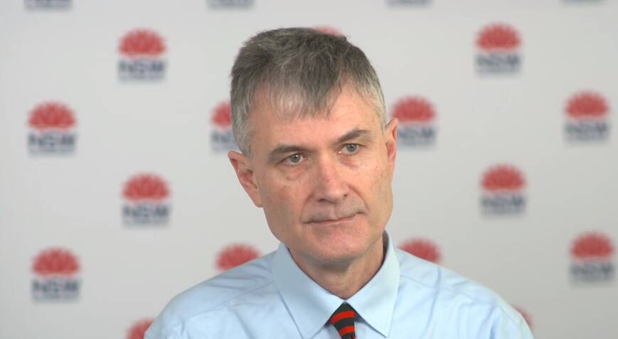 Dr Jeremy McAnulty in one of his televised briefings to the nation on the state of the Covid-19 pandemic case detection and tracing in NSW. Picture NSW Health Facebook 