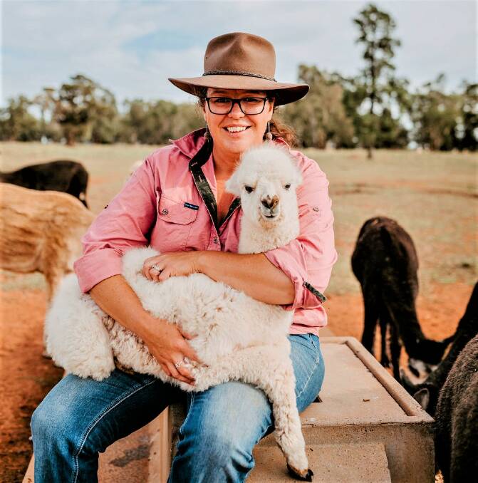Alpaca farmer Amee Dennis of Tomingley, NSW. Picture: Supplied