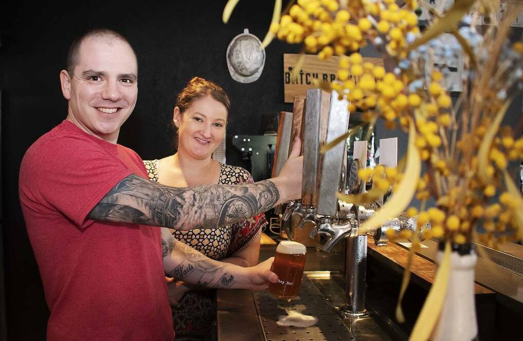Beers to the Bush creators, Tim and Cass Smith of Dubbo's Monkey Bar on Wingewarra Street. Picture by Belinda Soole
